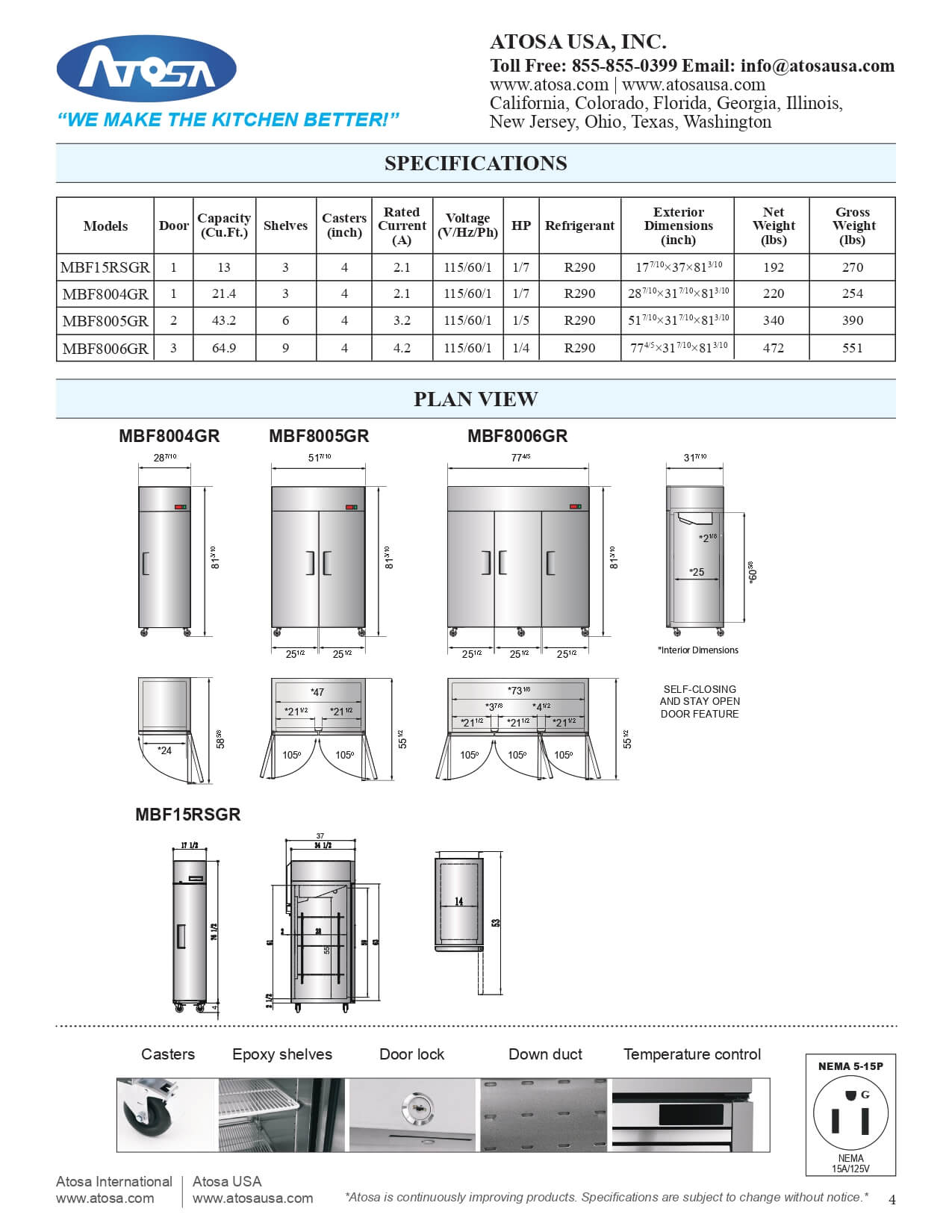 MBF8006GR: Refrigerator, Reach-In